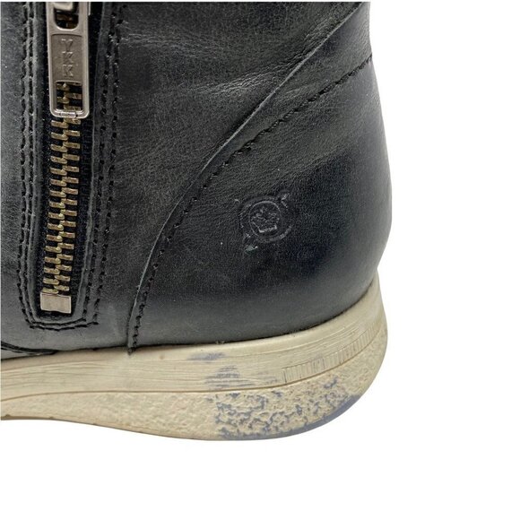 Born Women's Kaori Ankle Booties Boots Black Round Toe Side Zipper Leather 7 - Picture 10 of 10